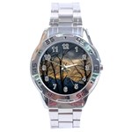 Tree silhouette at border of nahuel haupi lake, rio negro, argentina Stainless Steel Analogue Watch