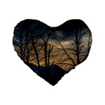 Tree silhouette at border of nahuel haupi lake, rio negro, argentina Standard 16  Premium Heart Shape Cushions