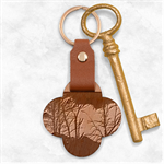 Tree silhouette at border of nahuel haupi lake, rio negro, argentina Engraved Wood Key Chain