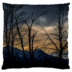 Tree silhouette at border of nahuel haupi lake, rio negro, argentina Large Premium Plush Fleece Cushion Case (Two Sides) from ArtsNow.com Front