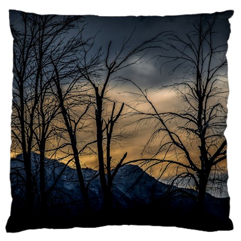 Tree silhouette at border of nahuel haupi lake, rio negro, argentina Large Premium Plush Fleece Cushion Case (Two Sides) from ArtsNow.com Back