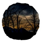 Tree silhouette at border of nahuel haupi lake, rio negro, argentina Large 18  Premium Flano Round Cushions