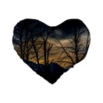 Tree silhouette at border of nahuel haupi lake, rio negro, argentina Standard 16  Premium Flano Heart Shape Cushions