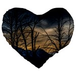 Tree silhouette at border of nahuel haupi lake, rio negro, argentina Large 19  Premium Flano Heart Shape Cushions