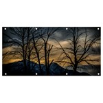 Tree silhouette at border of nahuel haupi lake, rio negro, argentina Banner and Sign 8  x 4 