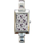 Elegant Purple Floral Jacquard Mesh Lace Fabric Rectangle Italian Charm Watch