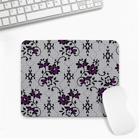 Elegant Purple Floral Jacquard Mesh Lace Fabric Small Mousepad from ArtsNow.com Front