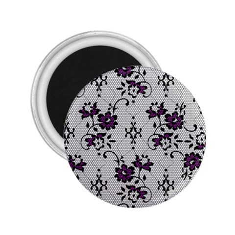 Elegant Purple Floral Jacquard Mesh Lace Fabric 2.25  Magnets from ArtsNow.com Front