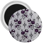 Elegant Purple Floral Jacquard Mesh Lace Fabric 3  Magnets