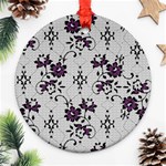 Elegant Purple Floral Jacquard Mesh Lace Fabric Ornament (Round)