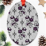 Elegant Purple Floral Jacquard Mesh Lace Fabric Ornament (Oval)