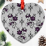 Elegant Purple Floral Jacquard Mesh Lace Fabric Ornament (Heart)