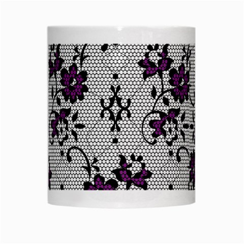 Elegant Purple Floral Jacquard Mesh Lace Fabric White Mug from ArtsNow.com Center