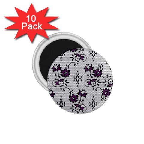 Elegant Purple Floral Jacquard Mesh Lace Fabric 1.75  Magnets (10 pack)  from ArtsNow.com Front