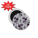 Elegant Purple Floral Jacquard Mesh Lace Fabric 1.75  Magnets (10 pack) 