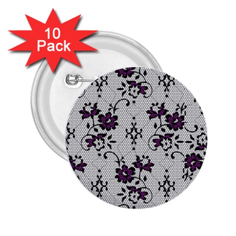 Elegant Purple Floral Jacquard Mesh Lace Fabric 2.25  Buttons (10 pack)  from ArtsNow.com Front