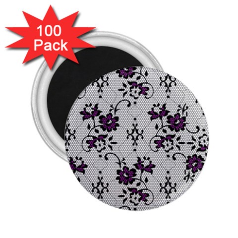 Elegant Purple Floral Jacquard Mesh Lace Fabric 2.25  Magnets (100 pack)  from ArtsNow.com Front