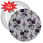 Elegant Purple Floral Jacquard Mesh Lace Fabric 3  Buttons (10 pack) 