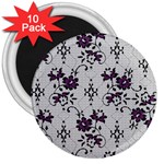 Elegant Purple Floral Jacquard Mesh Lace Fabric 3  Magnets (10 pack) 