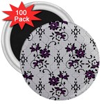 Elegant Purple Floral Jacquard Mesh Lace Fabric 3  Magnets (100 pack)