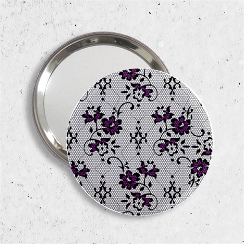 Elegant Purple Floral Jacquard Mesh Lace Fabric 2.25  Handbag Mirrors from ArtsNow.com Front