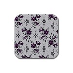 Elegant Purple Floral Jacquard Mesh Lace Fabric Rubber Coaster (Square)