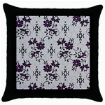 Elegant Purple Floral Jacquard Mesh Lace Fabric Throw Pillow Case (Black)