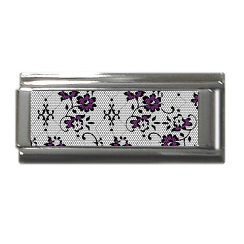 Elegant Purple Floral Jacquard Mesh Lace Fabric Superlink Italian Charm (9mm) from ArtsNow.com Front