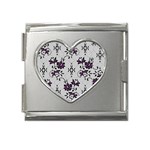 Elegant Purple Floral Jacquard Mesh Lace Fabric Mega Link Heart Italian Charm (18mm)