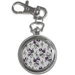 Elegant Purple Floral Jacquard Mesh Lace Fabric Key Chain Watches