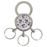 Elegant Purple Floral Jacquard Mesh Lace Fabric 3-Ring Key Chain