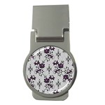 Elegant Purple Floral Jacquard Mesh Lace Fabric Money Clips (Round) 