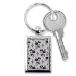 Elegant Purple Floral Jacquard Mesh Lace Fabric Key Chain (Rectangle)