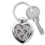 Elegant Purple Floral Jacquard Mesh Lace Fabric Key Chain (Heart)