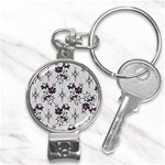 Elegant Purple Floral Jacquard Mesh Lace Fabric Nail Clippers Key Chain