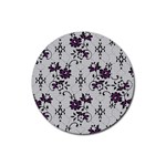 Elegant Purple Floral Jacquard Mesh Lace Fabric Rubber Coaster (Round)