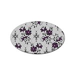 Elegant Purple Floral Jacquard Mesh Lace Fabric Sticker (Oval)