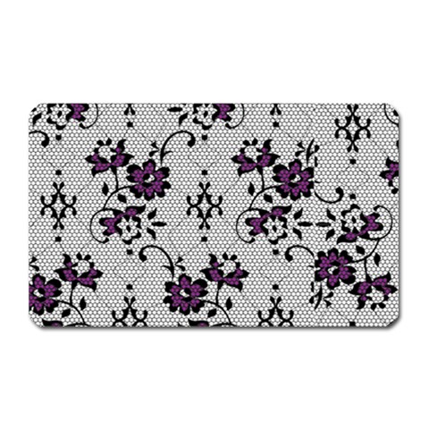 Elegant Purple Floral Jacquard Mesh Lace Fabric Magnet (Rectangular) from ArtsNow.com Front