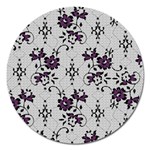 Elegant Purple Floral Jacquard Mesh Lace Fabric Magnet 5  (Round)