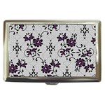 Elegant Purple Floral Jacquard Mesh Lace Fabric Cigarette Money Case