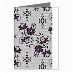 Elegant Purple Floral Jacquard Mesh Lace Fabric Greeting Cards (Pkg of 8)