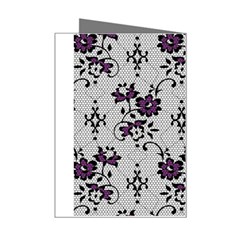 Elegant Purple Floral Jacquard Mesh Lace Fabric Mini Greeting Card from ArtsNow.com Right