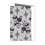 Elegant Purple Floral Jacquard Mesh Lace Fabric Mini Greeting Cards (Pkg of 8)