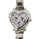 Elegant Purple Floral Jacquard Mesh Lace Fabric Heart Italian Charm Watch