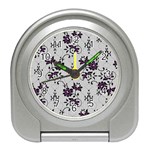 Elegant Purple Floral Jacquard Mesh Lace Fabric Travel Alarm Clock