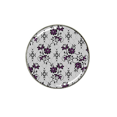 Elegant Purple Floral Jacquard Mesh Lace Fabric Hat Clip Ball Marker from ArtsNow.com Front