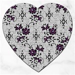 Elegant Purple Floral Jacquard Mesh Lace Fabric Jigsaw Puzzle (Heart)