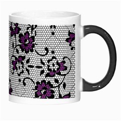 Elegant Purple Floral Jacquard Mesh Lace Fabric Morph Mug from ArtsNow.com Right