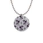 Elegant Purple Floral Jacquard Mesh Lace Fabric 1  Button Necklace