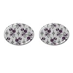 Elegant Purple Floral Jacquard Mesh Lace Fabric Cufflinks (Oval)